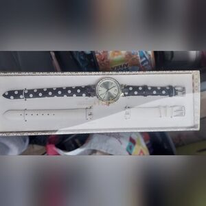 Charming Charlie Black and White Polka Dot Watch